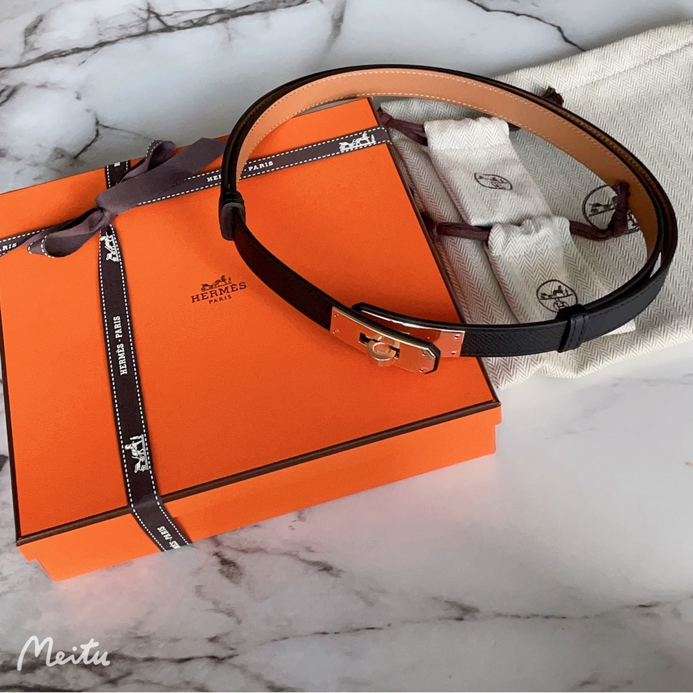 New! Authentic Hermes Kelly 18 Veau Epsom Black Belt